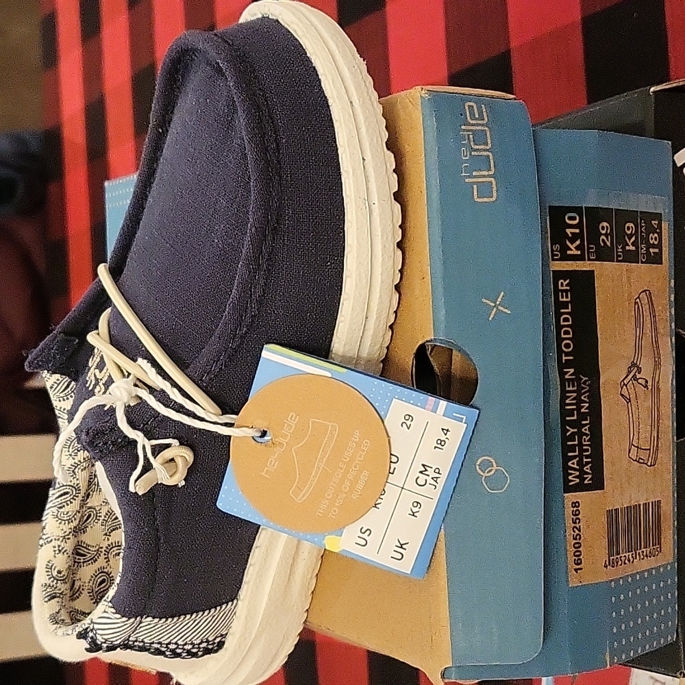 Hey Dude wally linen toddler 10 natural navy